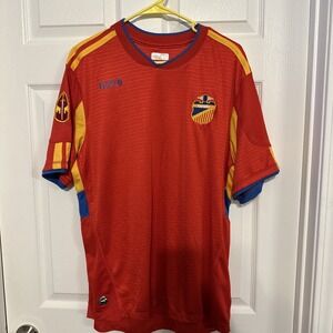 Nice Red Gold  Espana  Size L Soccer  Mitre futbol Soccer Jersey Tee Shirt